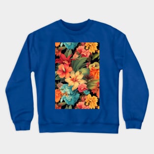 Tropical Summer Flower Pattern Crewneck Sweatshirt